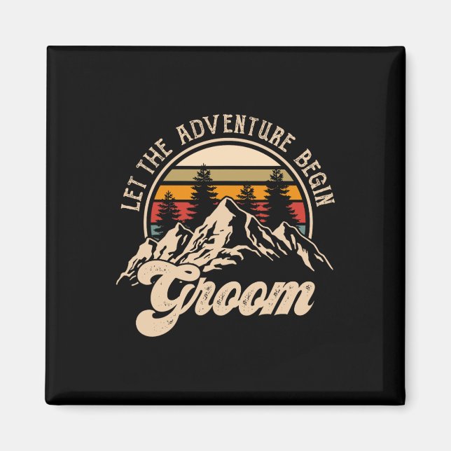 Låt Äventyr börja Groom Par matcha Bröllop Magnet (Framsidan)