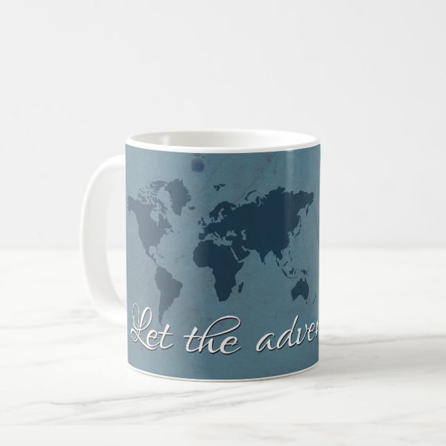 Låt äventyr börja kaffemugg (Framsida vänster)