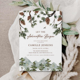 Låt Äventyr börja med Rustic Baby Shower Inbjudningar