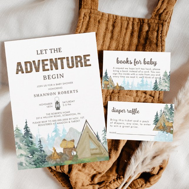 Låt Äventyr börja med Rustic Wood Baby Shower Inbjudningar (Skapare uppladdad)