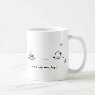 "Låt äventyr börja" muggen vid hjärtor och alla Kaffemugg