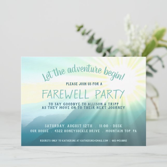 Låt Äventyr börja sunset Farewell Party Invi Inbjudningar (Stående Fram)