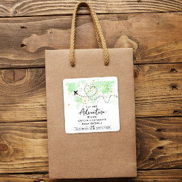 "Låt Äventyr börja!" Travel Karta Baby Shower Fyrkantigt Klistermärke