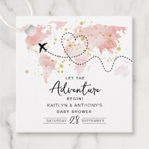 "Låt Äventyr börja!" Travel Karta Baby Shower Gåvor Etiketter