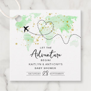 "Låt Äventyr börja!" Travel Karta Baby Shower Gåvor Etiketter