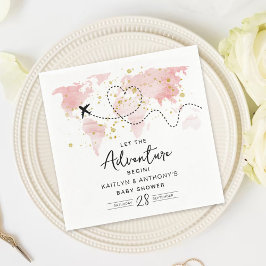 "Låt Äventyr börja!" Travel Karta Baby Shower Pappersservett