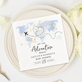 "Låt Äventyr börja!" Travel Karta Baby Shower Pappersservett