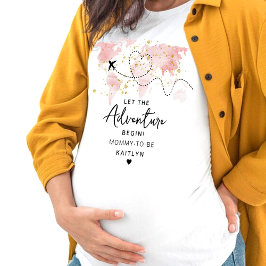 "Låt Äventyr börja!" Travel Karta Baby Shower T Shirt