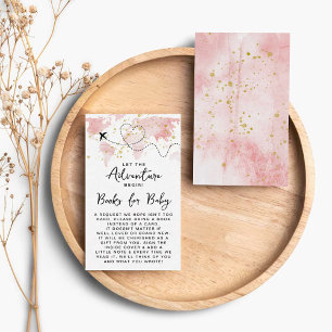 "Låt Äventyr börja!" Travel Karta Baby Shower Tilläggskort