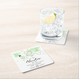 "Låt Äventyr börja!" Travel Karta Baby Shower Underlägg Papper Kvadrat