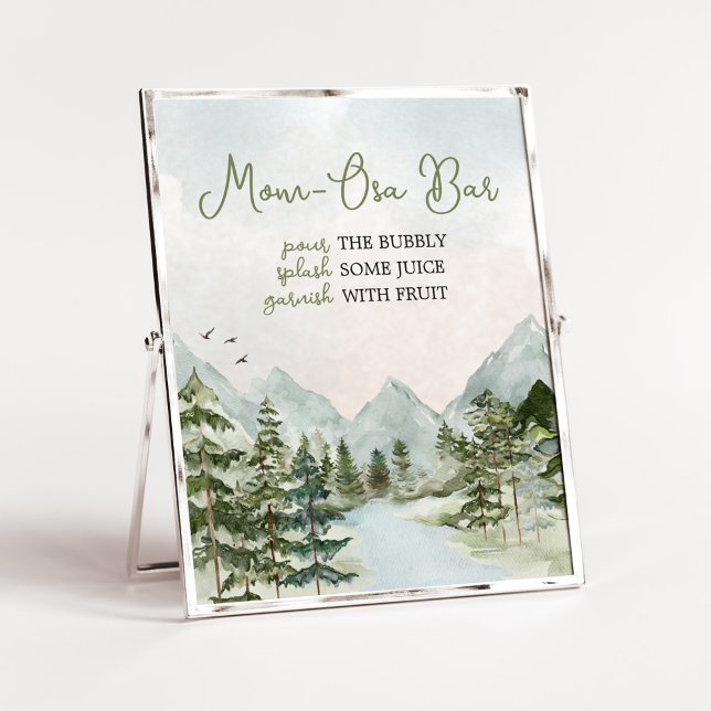 Låt Äventyr börja Woodland Mamma Osa Pub Poster (Forest Baby Shower Mom Osa Bar Sign)