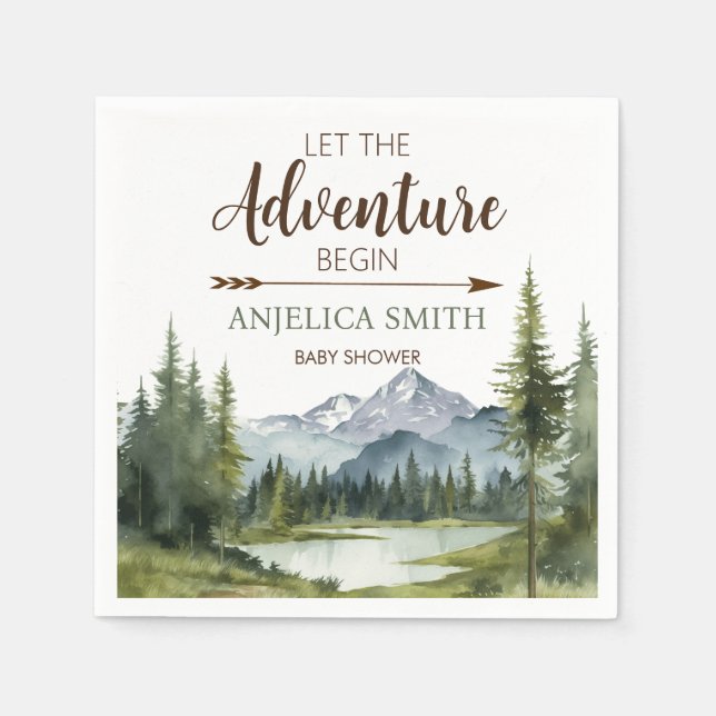 Låt Äventyr påbörja skogsskuvret för rustiska barn Pappersservett (Framsidan)