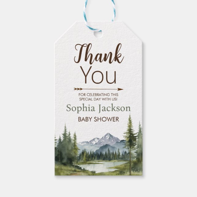 Låt Äventyr påbörja skogsskuvret för rustiska barn Presentetikett (Framsidan)