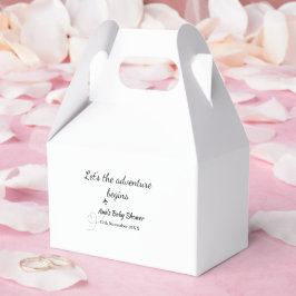 låt äventyret börja baby shower lägg till namn dat presentaskar