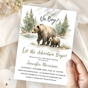 Låt äventyret börja Baby Shower Pojke Björn Inbjudningar