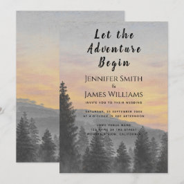 Låt äventyret börja Bergsskog Bröllop Inbjudningar