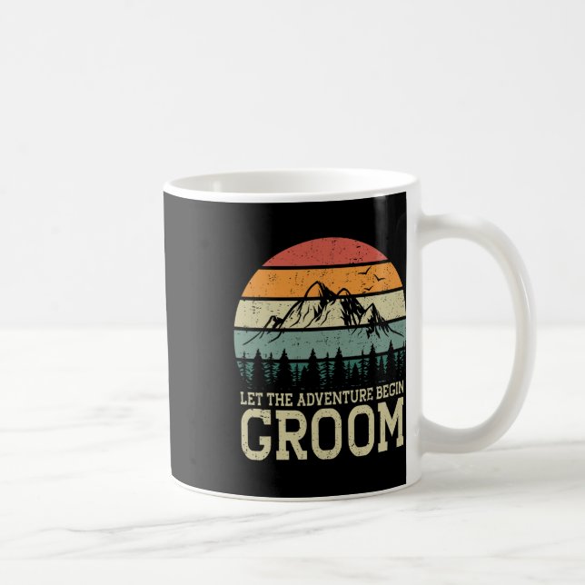 Låt Äventyret Börja Brudgum Nygifta Par Kaffemugg (Höger)
