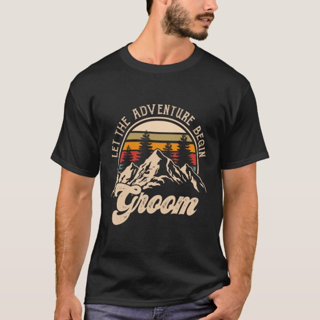 Låt äventyret börja Brudgumpar Matching Bröllop T Shirt (Framsida)