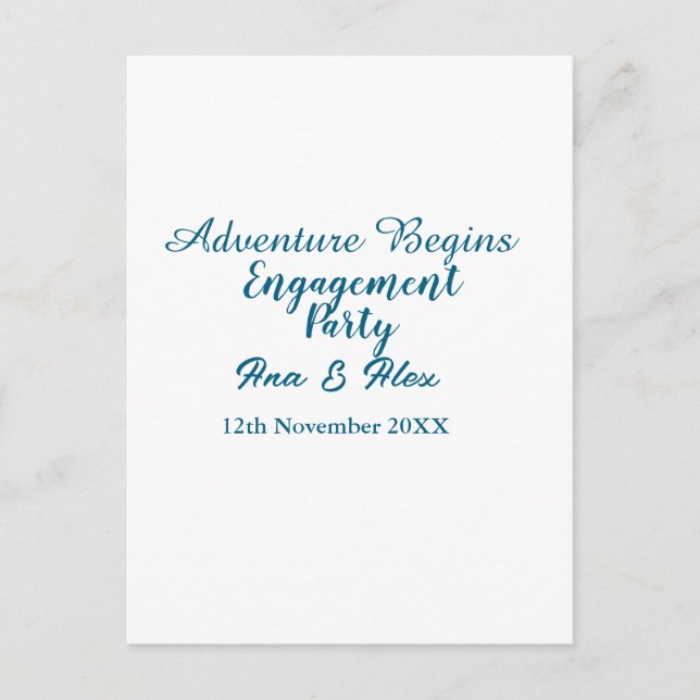 låt äventyret börja förlovningsfest namn da vykort (Framsida)