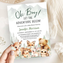 Låt äventyret börja Pojke Baby Shower Woodland