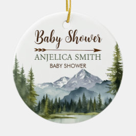 Låt äventyret börja Skog Rustik Baby Shower Julgransprydnad Keramik