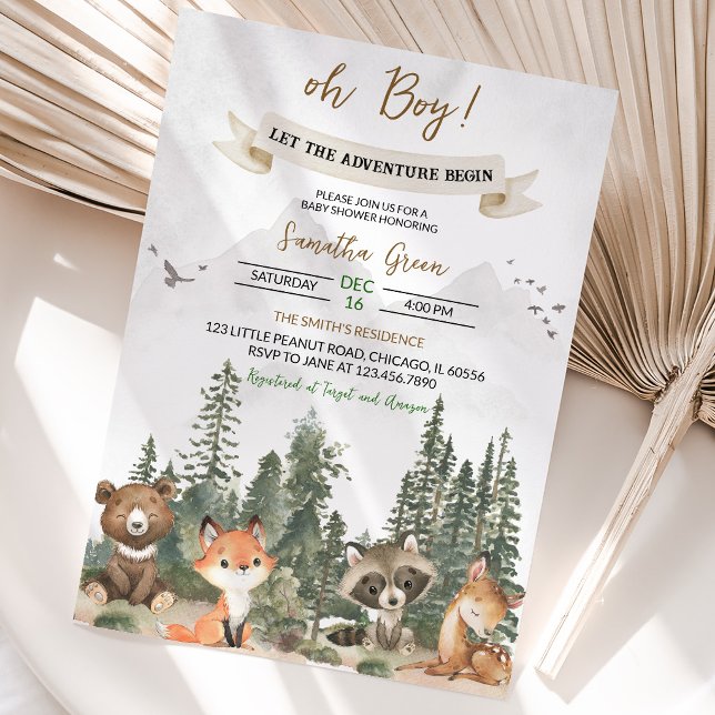 Låt äventyret börja Skogsbarnkalas Inbjudningar (Skapare uppladdad)