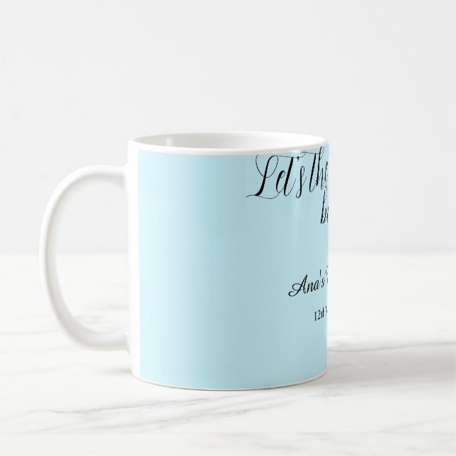 låt äventyret börjar bröllopsdusch lägg till namn  kaffemugg (Vänster)