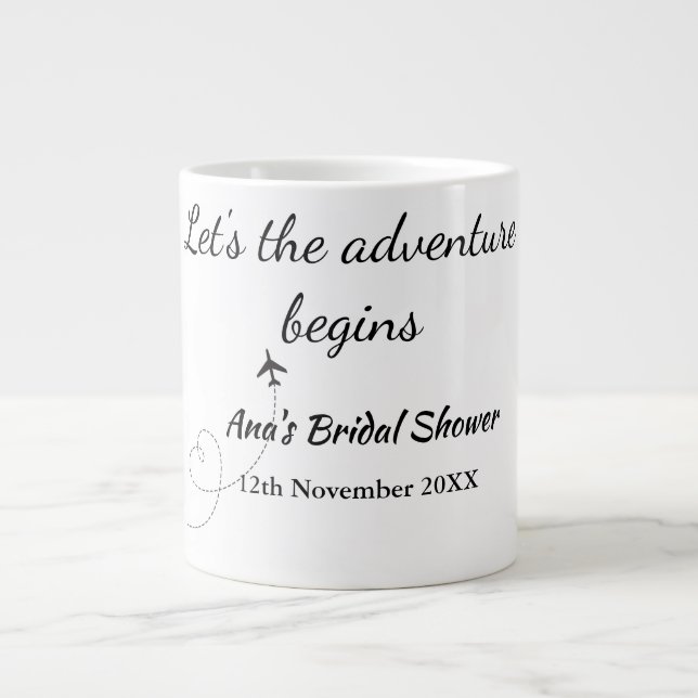 låt äventyret börjar bröllopsfest lägg till namn d jumbo mugg (Framsidan)