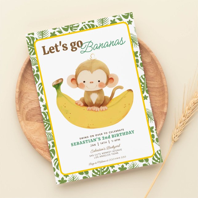 Låt bananen gå på vår lilla apelfödelsedag inbjudningar (Skapare uppladdad)