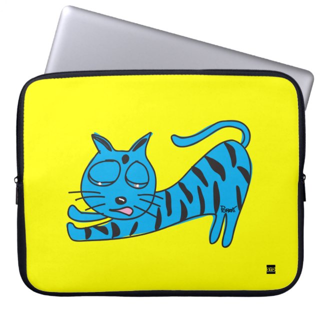 Lat blåttkatt 15 flytta sig mycket långsamt laptop laptop fodral (Framsidan)