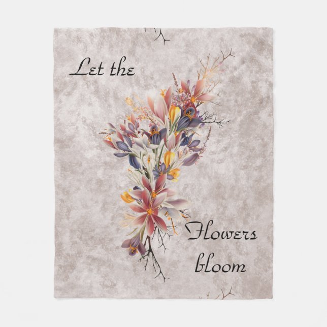Låt blommorna Bloom Earth Tone Fleece Blanket (Framsidan)
