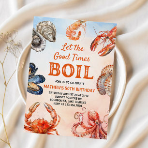 Låt Bra Times Boil Seafood-Födelsedagsfesten Inbjudningar