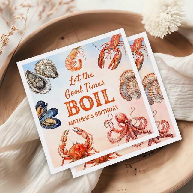 Låt Bra Times Boil Seafood-Födelsedagsfesten Pappersservett (Skapare uppladdad)