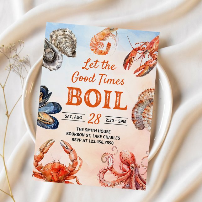 Låt Bra Times Boil Seafood Party Inbjudningar (Skapare uppladdad)