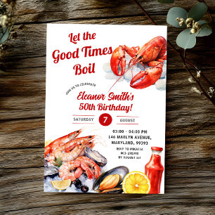 Låt Bra Times Boil Seafood Vuxen Birthday Inbjudningar