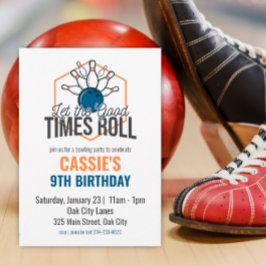 Låt Bra Times Roll Bowling Birthday Inbjudningar
