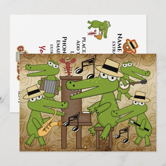 Låt Bra Times Roll! Cajun Stil! Inbjudningar (Fram/baksida)