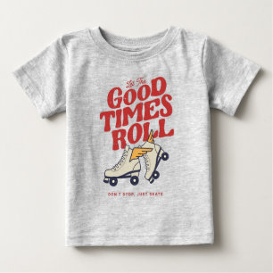 LÅT BRA TIMES ROLL RETRO ROLLER SKATE PÅ 80:ER T SHIRT