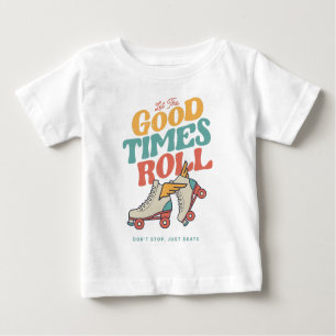 LÅT BRA TIMES ROLL RETRO ROLLER SKATE PÅ 80:ER T SHIRT