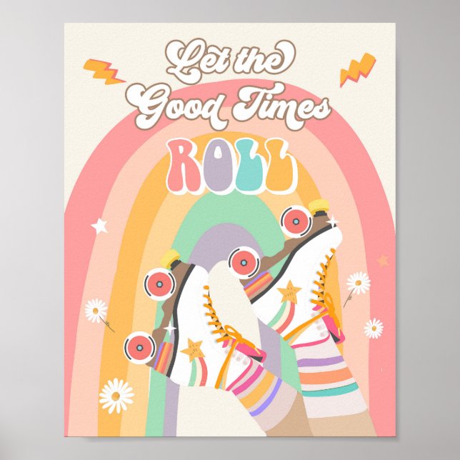 Låt Bra Times Roll Roller Skate Skating Retro Poster (Framsidan)