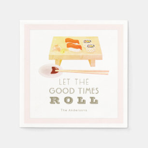 Låt Bra Times Roll Sushi Rosa Papper Napkins Pappersservett