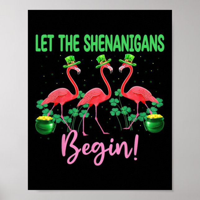 Låt busen börja Flamingo Leprechaun St Pa Poster (Framsidan)