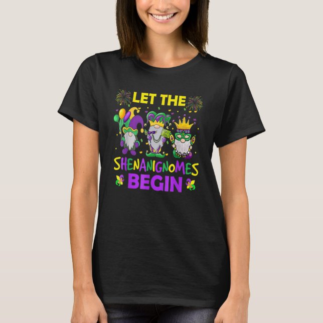 Låt bushen börja Mardi Gras Gnomer Barn M T Shirt (Framsida)