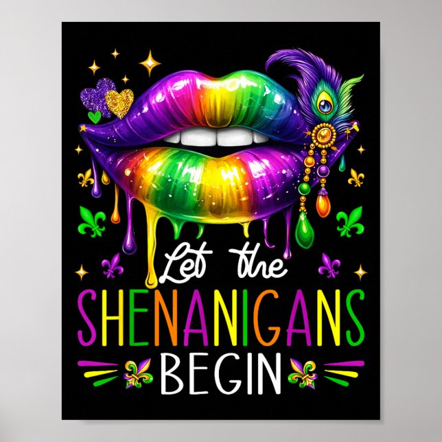 Låt bushen börja Mardi Gras Lip Kids Män  Poster (Framsidan)