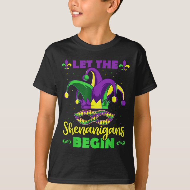 Låt bushen börja Mardi Gras narr hatt Ma T Shirt (Framsida)