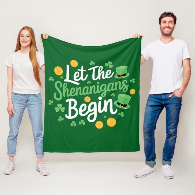 Låt bushen börja Rolig St Patrick's Day Fleecefilt (På plats)