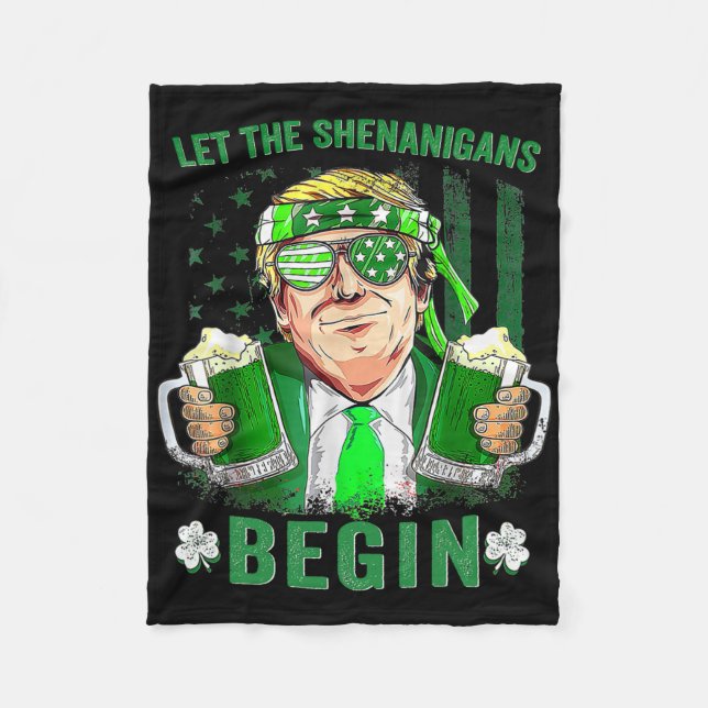 Låt bushen börja Rolig Trump St Patrick's Fleecefilt (Framsidan)