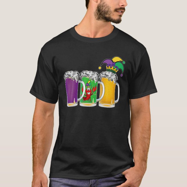 Låt dagen dricka Unik Mardi Gras Jester Funny Craw T Shirt (Framsida)