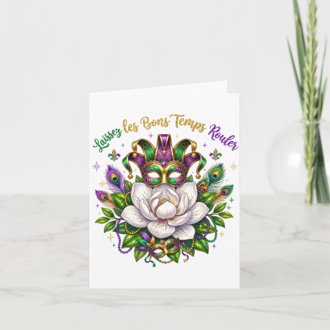 Låt De Goda Tiderna Rulla Mardi Gras Mask  Kort (Framsida)