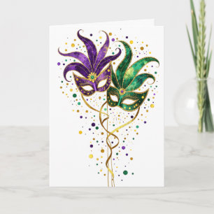 Låt de goda tiderna rulla Mardi Gras-masker Kort